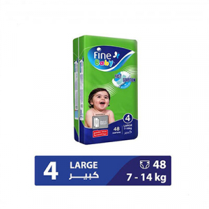 Fine Baby Diapers  - Jumbo Pack- Large 7-14 kg 48 Diapers 