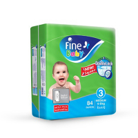 Fine Baby Diapers  - Mega Pack- Medium 4-9Kg 84 Diapers