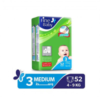 Fine Baby Diapers  - Jumbo Pack- Medium 4-9Kg 52 Diapers
